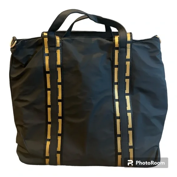 Versace Parfums Tote Medusa Logo Soft Vinyl Black and Gold NWT - Picture 5 of 8